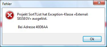 Die Fehlermeldung, die Ausgegeben wird, beim schliessen der Form