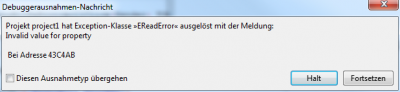 Fehlermeldung