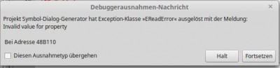 Text einer Fehlermeldung