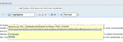 Hint aus Quelltext Editor überlagert Firefox
